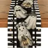 Decoração de Festa de Halloween da Amazon Caminho de Mesa Linho Toalha de Mesa Fantasma Abóbora Estampada Mesa de Centro Almofada Térmica Pano
