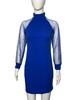 Vestido de Malla con Perlas de Manga Larga Estilo Europeo y Americano 2025 Aliexpress Amazon Wish con Diseño Ceñido a la Cadera y Mangas Abullonadas