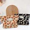 Bolsa de Maquiagem Floral Retrô Bolsa de Higiene Pessoal de Nicho Saída de Viagem para Meninas Produtos de Skincare Bolsa com Zíper de Lona Venda por Atacado