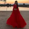 Top Rojo con Volantes, Atuendo para Sesión de Fotos en la Playa Estilo Tailandés, Conjunto Estilo Vacaciones, Falda Acampanada de Chifón