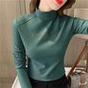 Camiseta básica de terciopelo para mujer otoño e invierno 2023 nueva medio cuello alto estilo coreano ropa interior camiseta de manga larga para mujer comercio exterior