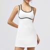 Comercio Exterior Europeo y Americano Moda Transfronteriza Color de Contraste Falda con Tirantes Vestido Sexy Ropa Deportiva Yoga para Mujeres con Almohadilla Extraíble en el Pecho