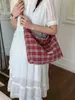 Bolso cruzado de gran capacidad informal y relajado estilo coreano para mujer, nuevo bolso de lona a cuadros 2026, bolso de hombro y cruzado simple