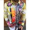 2026 Comercio Exterior Transfronterizo Camisa de Manga Larga Estampada para Hombre Moda Masculina Casual Holgada Talla Grande Europea y Americana Camisa para Hombre