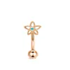 Piercing de Umbigo de Aço Inoxidável Transfronteiriço em Formato de T com Flor Borboleta Incrustada de Zircônia Moda Tendência Joias para Piercing Atacado