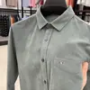 Camisa de Pana de Manga Larga para Hombre, Mismo Estilo que la de Contrapunto, 100% Algodón, Bolsillo Real, Casual Holgada, Camisa para Hombre