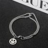 Pulsera de Acero Inoxidable con Sonrisa Ins Nueva Moda Hip-hop Nicho Lujo Ligero Simple Versátil Perla Cuadrada Acero de Titanio para Hombres y Mujeres