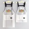 Delantal de Dibujos Animados de TPU Lavable a Mano de Moda para Productos Acuáticos y Catering, Uniforme de Trabajo con Texto Impreso, Delantal de Cocina Impermeable y a Prueba de Aceite para Mujeres