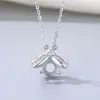 Set de 3 piezas de collar, anillo y aretes de plata de ley maciza S925 estilo ins, base en blanco para diamantes DIY