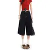 Jeans Americanos Retro Azul Oscuro Cortos para Mujer, Nuevo Estilo de Verano, Cintura Alta, Pierna Recta Suelta Pierna Ancha Shorts 7/8