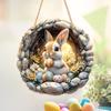 Huevo de Pascua de madera transfronterizo conejo tema de animal de dibujos animados decoración del hogar decoración artística de cafetería anuncio
