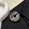 Colgante Pequeño de Obsidiana Natural Nube Auspiciosa Pixiu Cadena para Clavícula de Pareja Joyería DIY Obsidiana Plateada Hebilla de Paz Corazón