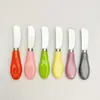 Cuchillo para Mantequilla, Rascador de Queso, Cuchillo para Crema de Acero Inoxidable 304 con Mango de Cerámica, Color Caramelo