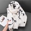 Cachecol de imitação de caxemira com laço transfronteiriço, cachecol quente feminino de inverno, senso de alta qualidade, xale de marca grande, moda para escritório, exterior