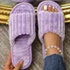 Nuevas zapatillas de felpa de punta abierta para el hogar transfronterizas de otoño e invierno, transpirables y cálidas, cómodas y ligeras para mujer