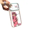 Funda tipo soporte de animal lindo adecuada para Apple 17 Pro Max, funda de dibujos animados de alta estética para niñas, ventana de visualización grande para 16/15