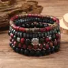 Transfronterizo nuevo retro cruz negro cuentas de madera cáscara de coco multi-pieza pulsera de cuentas de madera europeo y americano multicapa madera cuentas mano