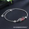 Moda Retro Pulsera de Granate Pixiu para Mujer Estilo Artístico Rojo Sangre de Paloma Pulsera Creativa Personalizada Joyería al por Mayor