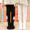 2023 Primavera y Otoño Nuevo pantimedias de rayas verticales de conejo bonito para niñas, leggings de punto de algodón para niños con lindos adornos