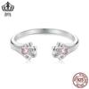 Evelle Cute Cute Paw Print Ring s925 Sterling Silver Platinum Plated Cat Claw Open Ring Women's Adjustable Jewelry