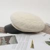 Gorra de visera de cuero para mujer de otoño e invierno, textura tejida, sombrero de lana versátil, gris ahumado, blanco cremoso, estilo coreano, que estiliza el rostro, gorra pequeña de pintor