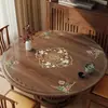 Nuevo mantel protector de mesa lavable impermeable y a prueba de aceite de vidrio suave de PVC estilo chino con mantel estampado hueco