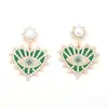 Pendientes de aleación con incrustaciones de perlas y diamantes, con temperamento de moda transfronteriza europea y americana, creativos de lujo ligero, con forma de corazón y ojo de ángel