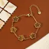 Pulseira de Trevo de Cinco Folhas Dopamina Dupla Face Versão Alta Transfronteiriça Luxo Leve Simples Senso Avançado 18k Não Desbota Cor Joga