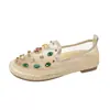 Sapatos de Pescador de Malha com Solado Macio para Mulheres 2026 Primavera e Verão Novo Estilo Bico Redondo Strass Confortáveis Versáteis Transfronteiriços Sapatos Casuais Chinelos