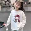 Camiseta Básica de Algodón Puro para Niñas para Primavera y Otoño, Ropa de Otoño para Bebé, Top de Cuello Redondo para Niños, Elegante Camiseta Rosa de Manga Larga