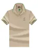 Camisa polo de algodón piqué para hombre de manga corta de verano, estilo business casual, con ribete verde en contraste, cuello camisero y bordado de caballo