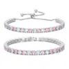 Conjunto de Pulseiras de Zircônia de Cor Secundária Mais Vendido Atravessando Fronteiras Combinação Cheia de Diamantes e Banhado a Ouro Branco Design Moderno Pulseira Tennis Pulseira