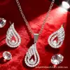 Cdd Juego de Aretes y Collar Decorativos de Cobre con Forma de Lágrima, Más Vendido Transfronterizo Europeo y Americano, Incrustado con Circonita Exquisita de la Fábrica de Origen