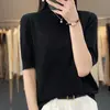 Gola alta meia fina lisa cor sólida lã penteada fina emagrecedor para o dia a dia primeira linha pronto para usar feminino malha meia manga