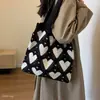 2026 Bolso para Mujer Bolso de Viaje Bolso de Hombro Único Moda Casual Patrón Corazón Gran Capacidad Nuevo Bolso de Punto Versátil