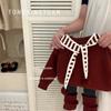 Suéter Rojo Ancola de Año Nuevo Tong Xingyuan Otoño e Invierno 2024 Chal Apilado Chaqueta Camisa Tejida Traje de Niña
