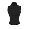 Top Cropped Sexy de Gola Alta sem Mangas com Costas Nuas para Menina, Novo Versátil de Primavera/Verão Slim Fit Acinturado Cor Sólida Elástico Top Interno