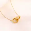 Colar de Aço Titânio, Pingente de Anel, Acessórios de Colar de Nicho Luxo Leve Incrustados com Diamante para Mulheres, Colar de Alta Qualidade Mais Vendido Transfronteiriço