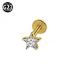 Joia de Piercing Corporal Transfronteiriça Liga de Titânio G23 Cinco Estrelas Rosca Interna Unha de Lábio Zircônio Multicor Exquisito Unha de Osso da Orelha em Forma de T
