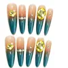 Uñas Azules Francesas Hechas a Mano Portátiles al por Mayor Lujo Accesible Parches para Manicura Degradada 10 Piezas Mariposa Perla Manicura Uñas Portátiles