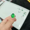 Anillo de Lujo con Incrustaciones de Calcedonia Verde Hielo Chapado en Plata al por Mayor Nuevo Estilo Chino Anillo Abierto de Ágata Verde Anillo de Jade Joyería