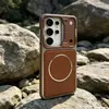 Aplicable para Samsung S26 Ultra Shield Core Funda de Cuero Magnética para Teléfono s25 Ultra Botones Metálicos s24u Cubierta Protectora