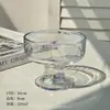 Tazón para Postre de Alto Valor Estético, Copa de Vidrio para Uso Doméstico, Helado, Pudín, Tazón de Frutas, Taza, Flor de Seda Sin