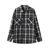Camisa xadrez estilo americano, nova coleção primavera/outono, camisa de manga comprida moderna com gola alta, peça de outer wear masculina de corte solto
