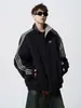 Chaqueta deportiva reversible a rayas para hombre, estilo universitario americano de otoño, cárdigan con bloques de color, chaqueta de béisbol moderna de corte holgado