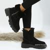 Botas de Nieve Nuevas de Tubo Corto con Suela Gruesa y Forro de Felpa para Mujer, Exportación Europea y Americana, Talla Grande Transfronteriza 44, Cremallera Lateral, Zapatos de Algodón Cálidos Deseo