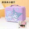 Estojo de Maquiagem Kuromi Cartoon da Moda com Espelho, Planner Infantil e Caixa de Couro para Armazenamento de Cartões