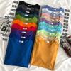 Playera de Manga Corta de Color Sólido Estudiante Femenina Color Caramelo Verano Estilo Coreano Suelta Top de Cinco Puntos Estilo bf Combinable Camiseta de Media Manga