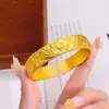 Loja de Ouro Mesmo Estilo Ouro Areia Peônia Rica Dupla Felicidade Pulseira Aberta Novo Estilo Chinês Versão Larga com Padrão Gravado Pulseira Atacado