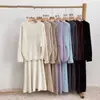 Outono e inverno de 2024 novo conjunto de saia de terno estilo preguiçoso feminino suéter pulôver saia de tricô conjunto de duas peças